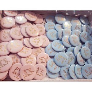 Gender Reveal Button Pins 50 Pcs, Team Boy Girl Button Pins, Pink blue Button